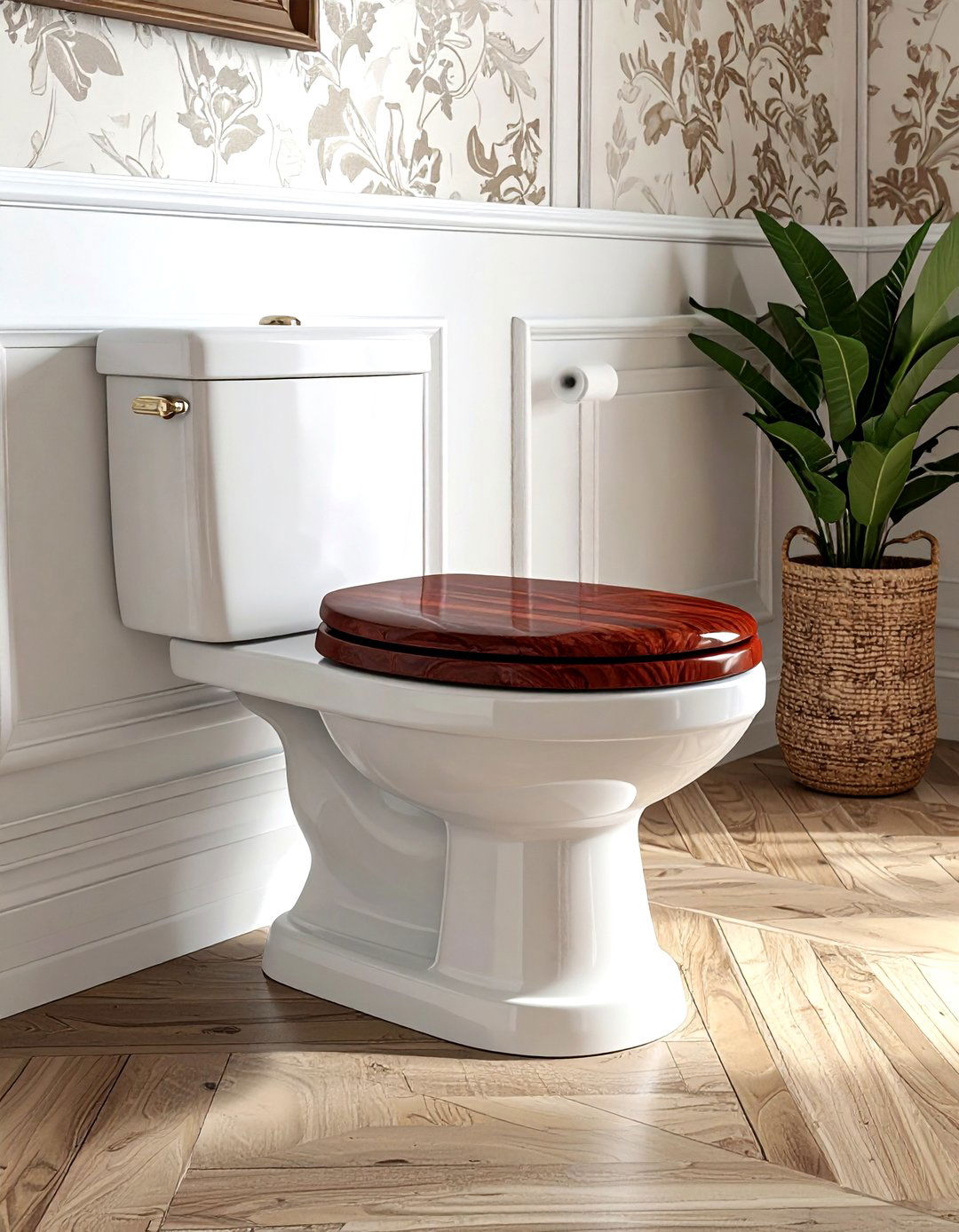 Wood toilet seat - 30 wood accent bathroom ideas