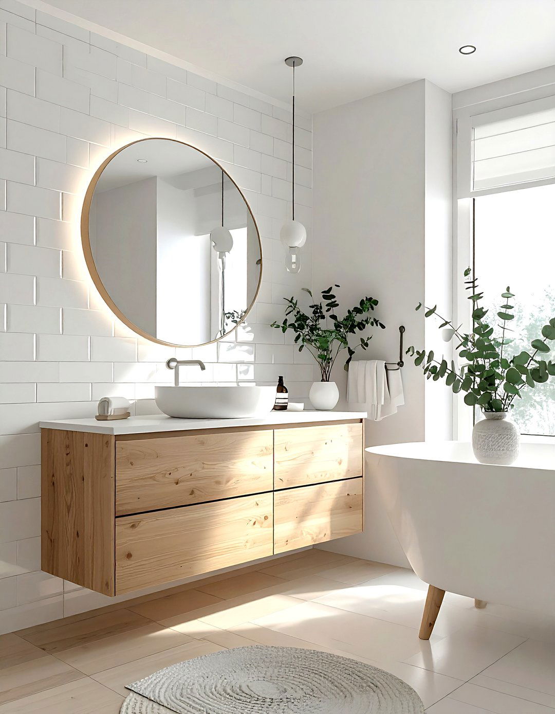 Wood vanity subway tile bathroom - 30 subway tile bathroom ideas