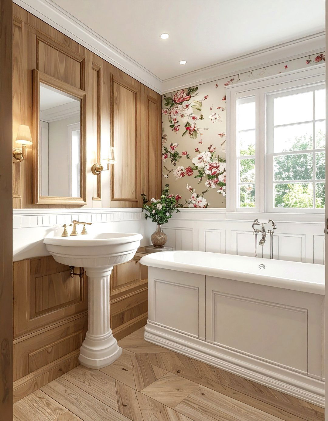 Wood wall paneling - 30 wood accent bathroom ideas