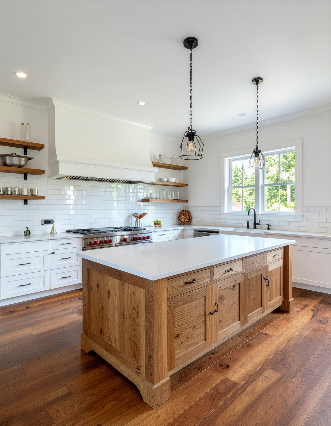 Wood wrap kitchen column - 30 kitchen column ideas