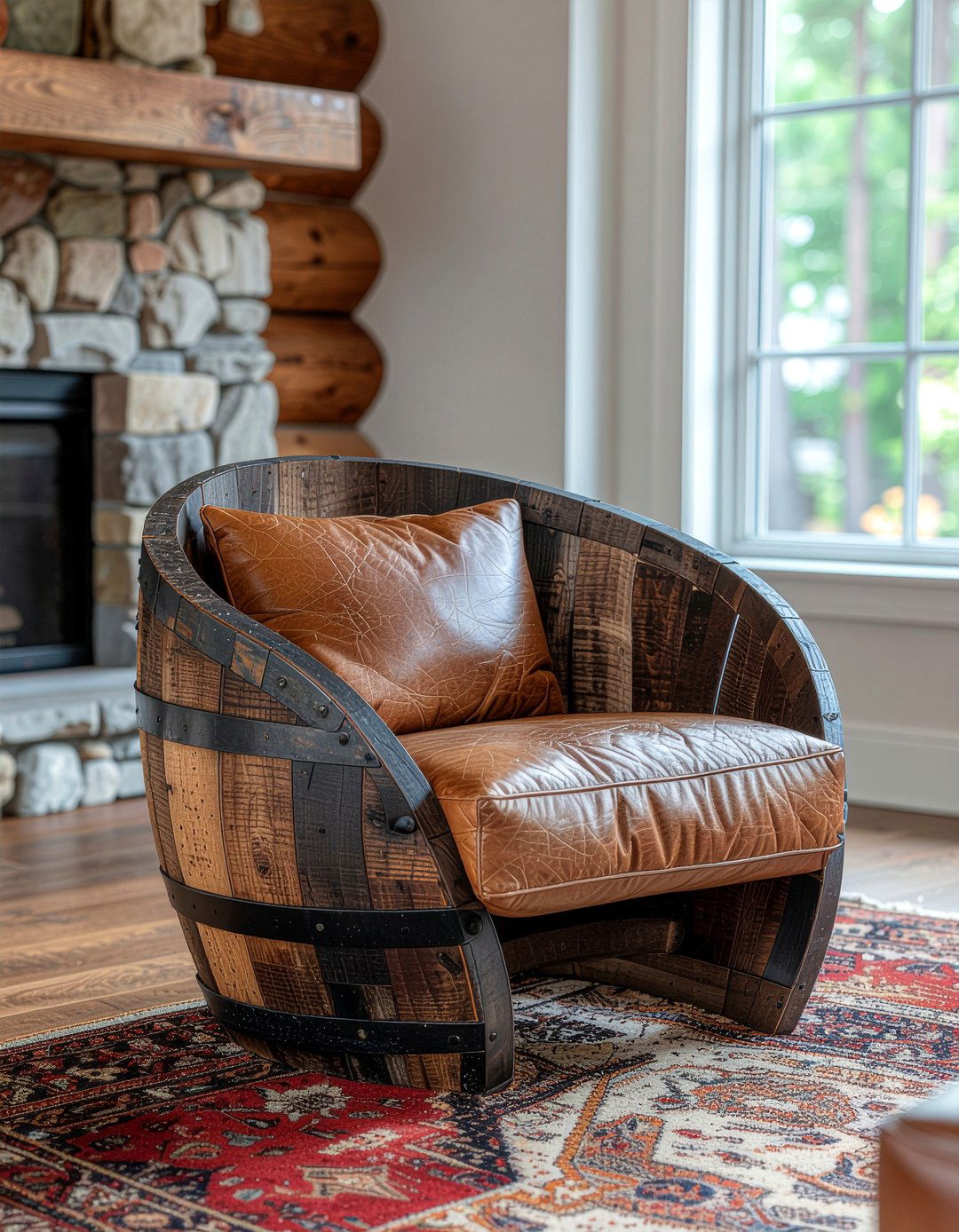 Wooden Barrel Chair - 30 repurposed living room ideas