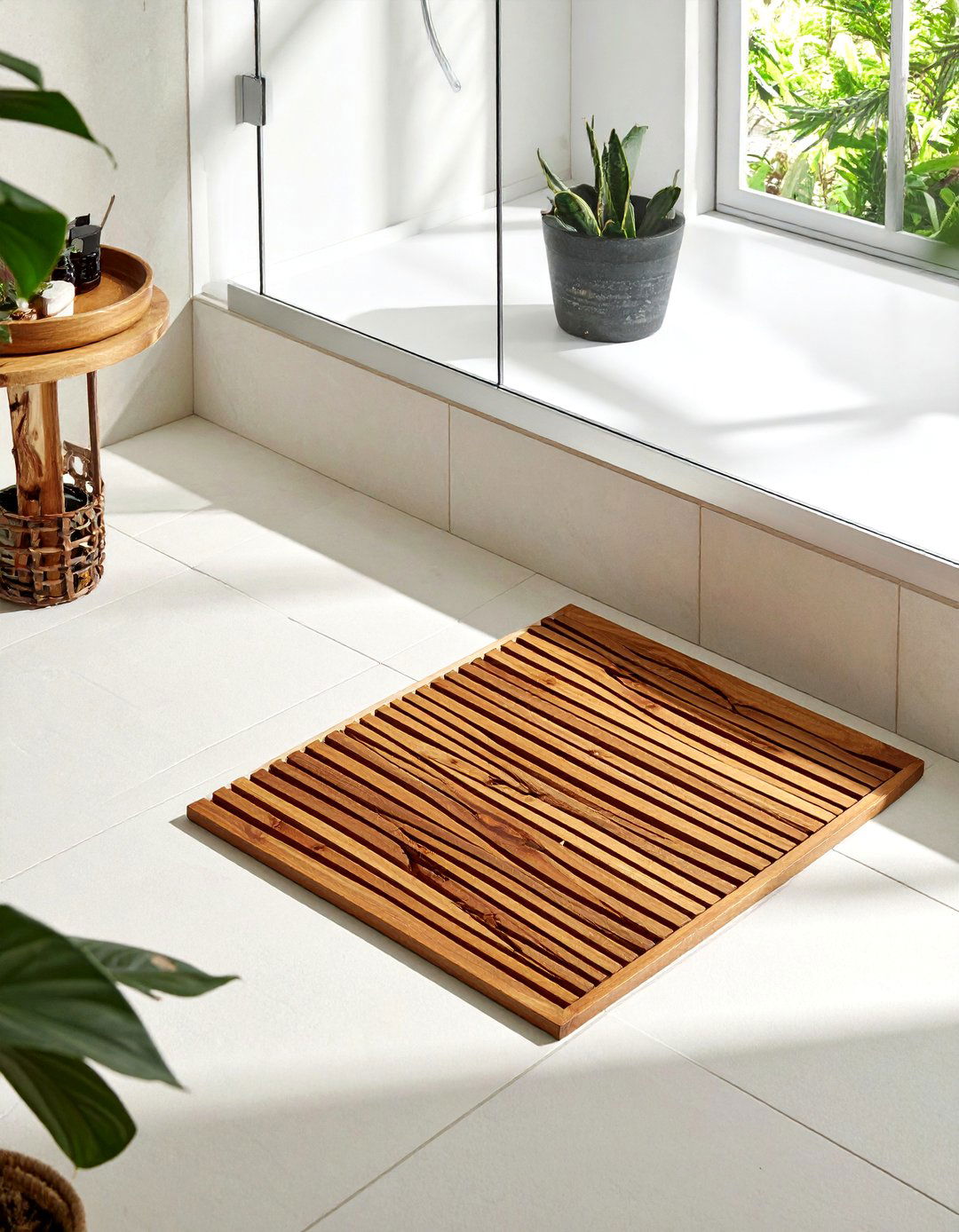 Wooden Bath Mat - 30 DIY bathroom remodel ideas