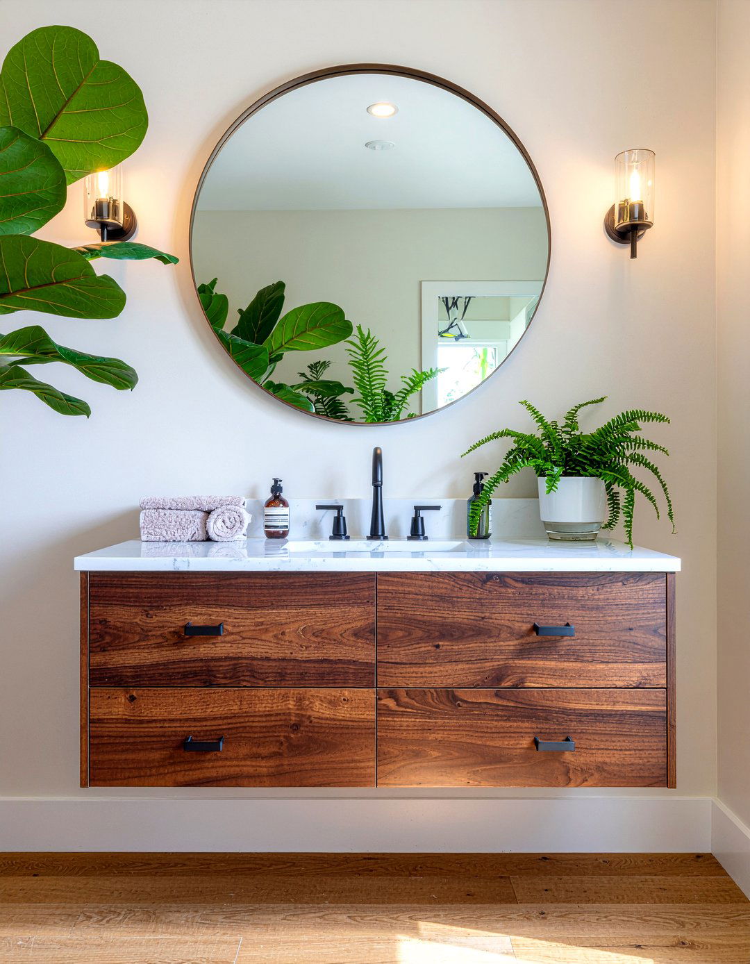 Wooden Bathroom Vanity - 30 nature-inspired bathroom ideas