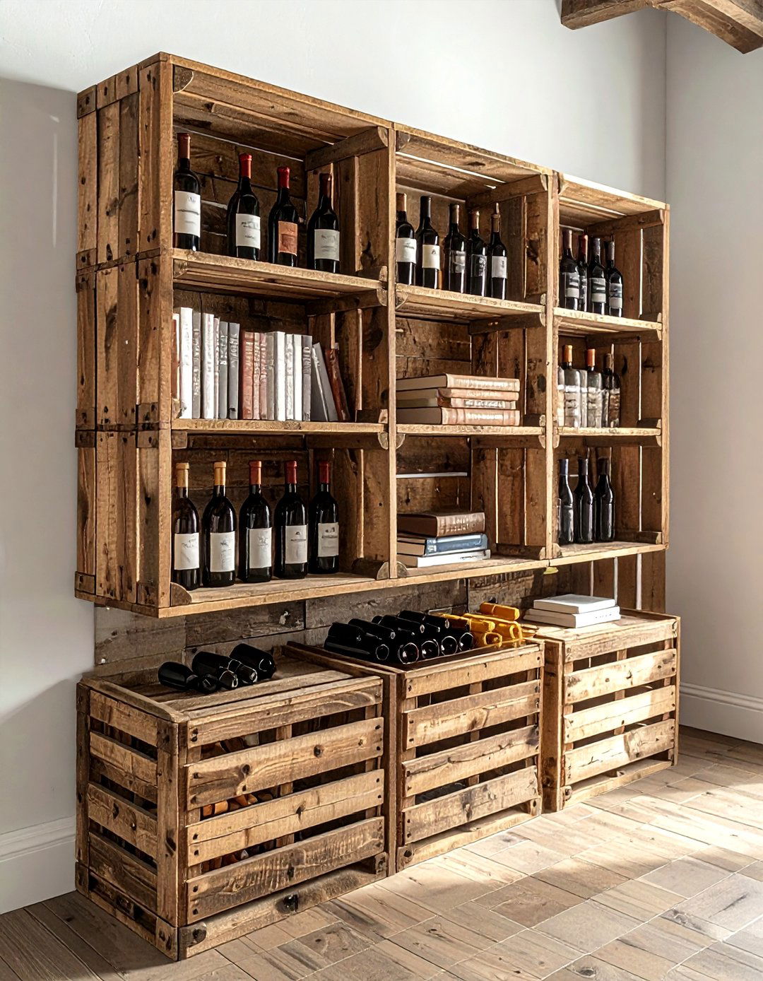 Wooden Crate Display - 30 kitchen wall storage ideas