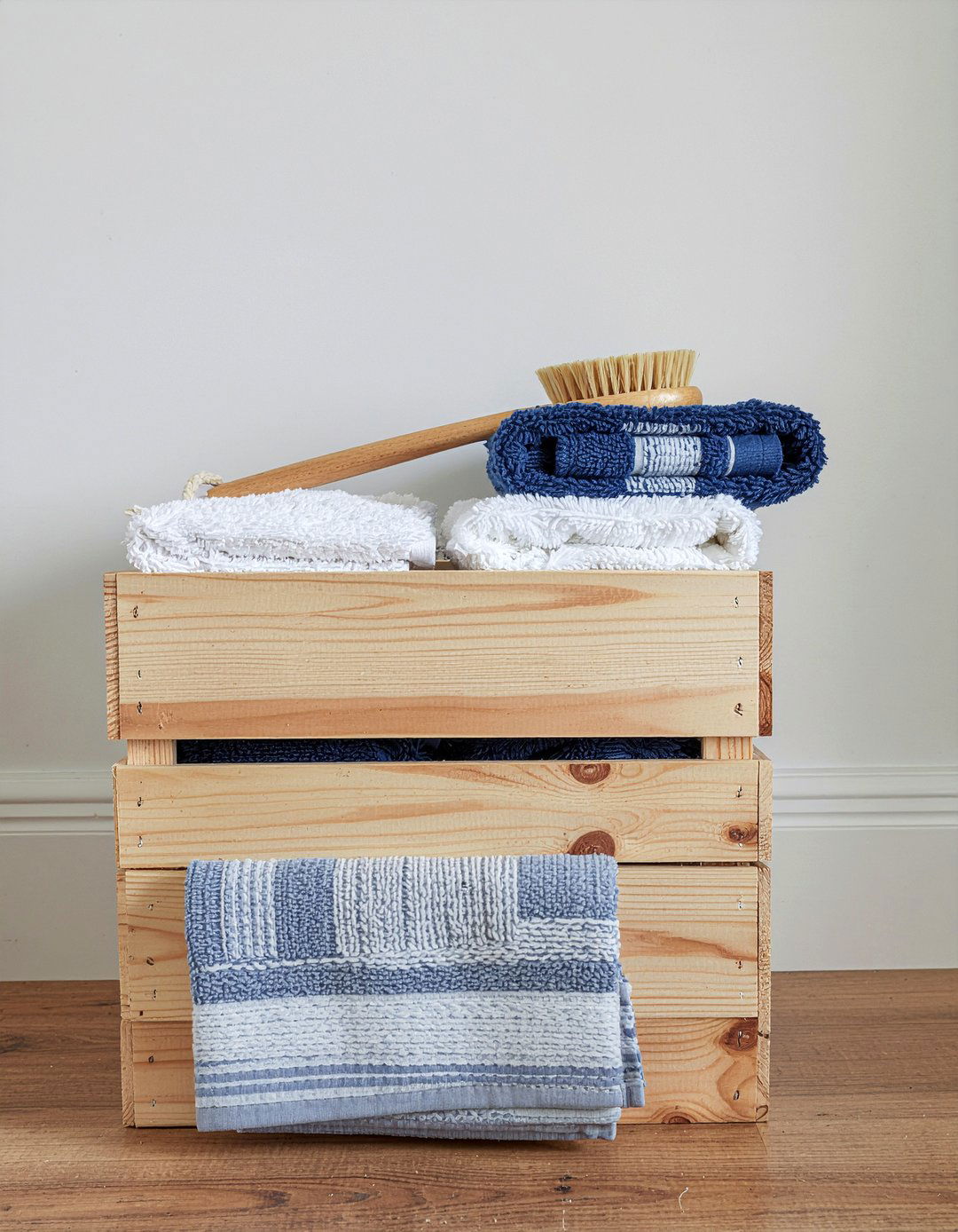 Wooden Crate Shelf - 30 bathroom DIY storage ideas