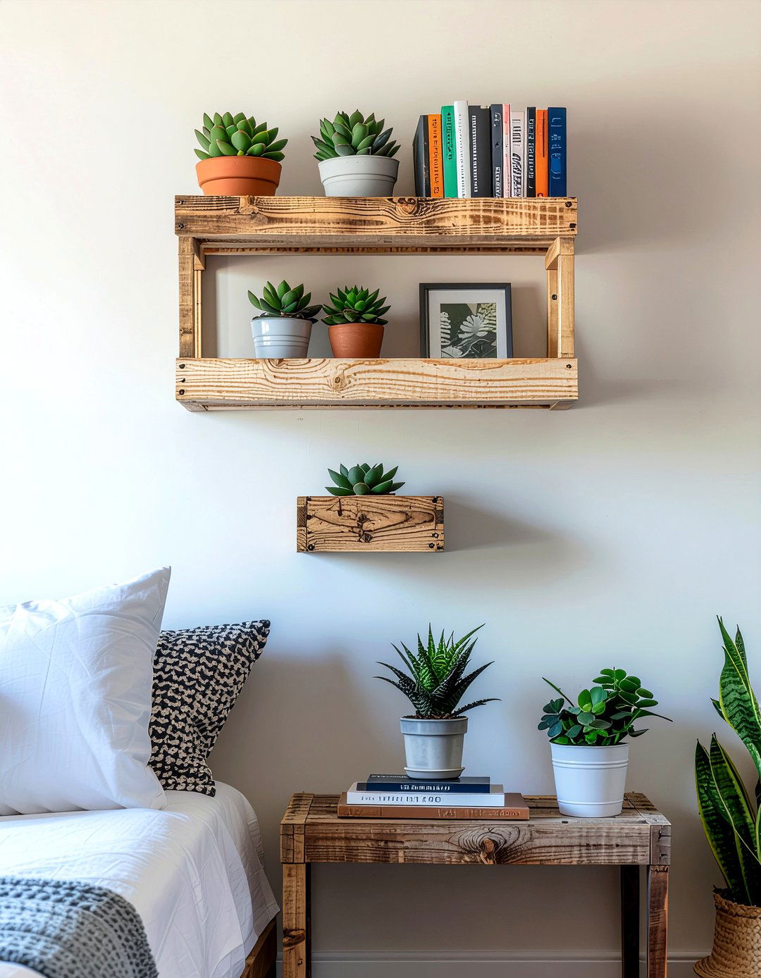 Wooden Crate Wall Shelves - 30 upcycled bedroom ideas