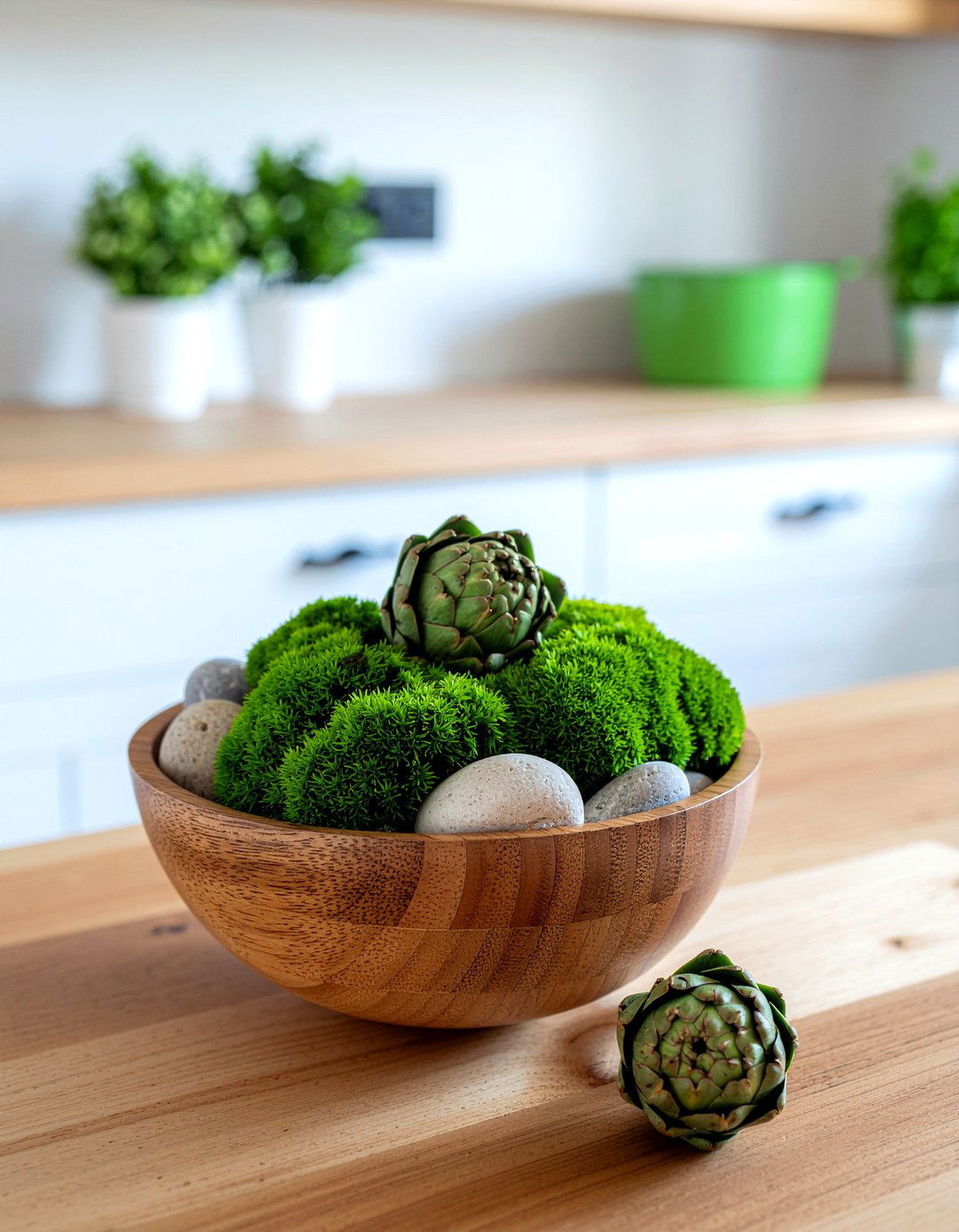 Wooden Dough Bowl - 30 kitchen centerpiece ideas