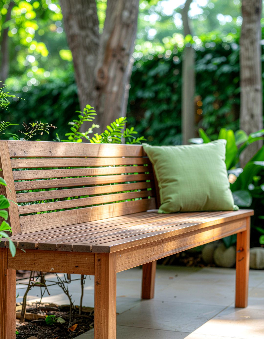Wooden Garden Bench - 30 garden-inspired dining room ideas