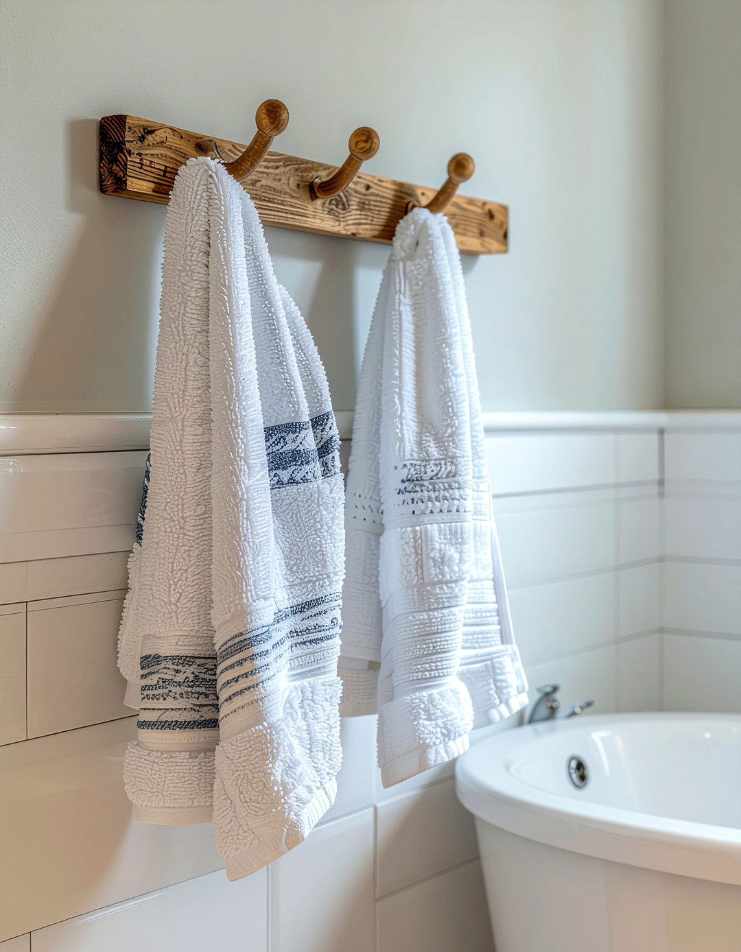 Wooden Peg Rail - 30 bathroom refresh ideas