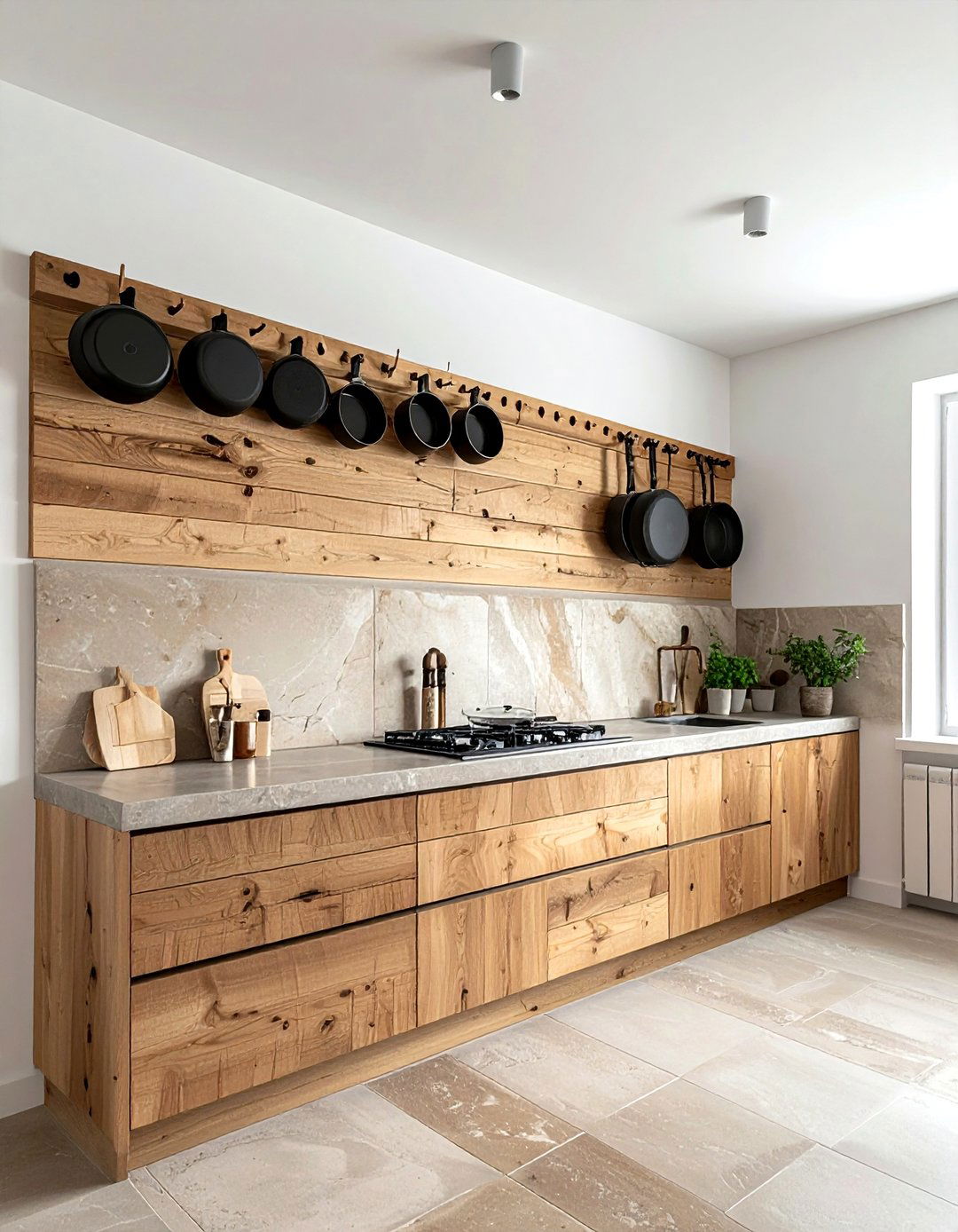 Wooden Pot Slat - 30 wall pot rack kitchen ideas