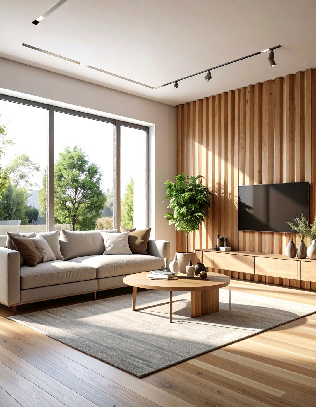 Wooden Slat Partition - 30 living room partition ideas