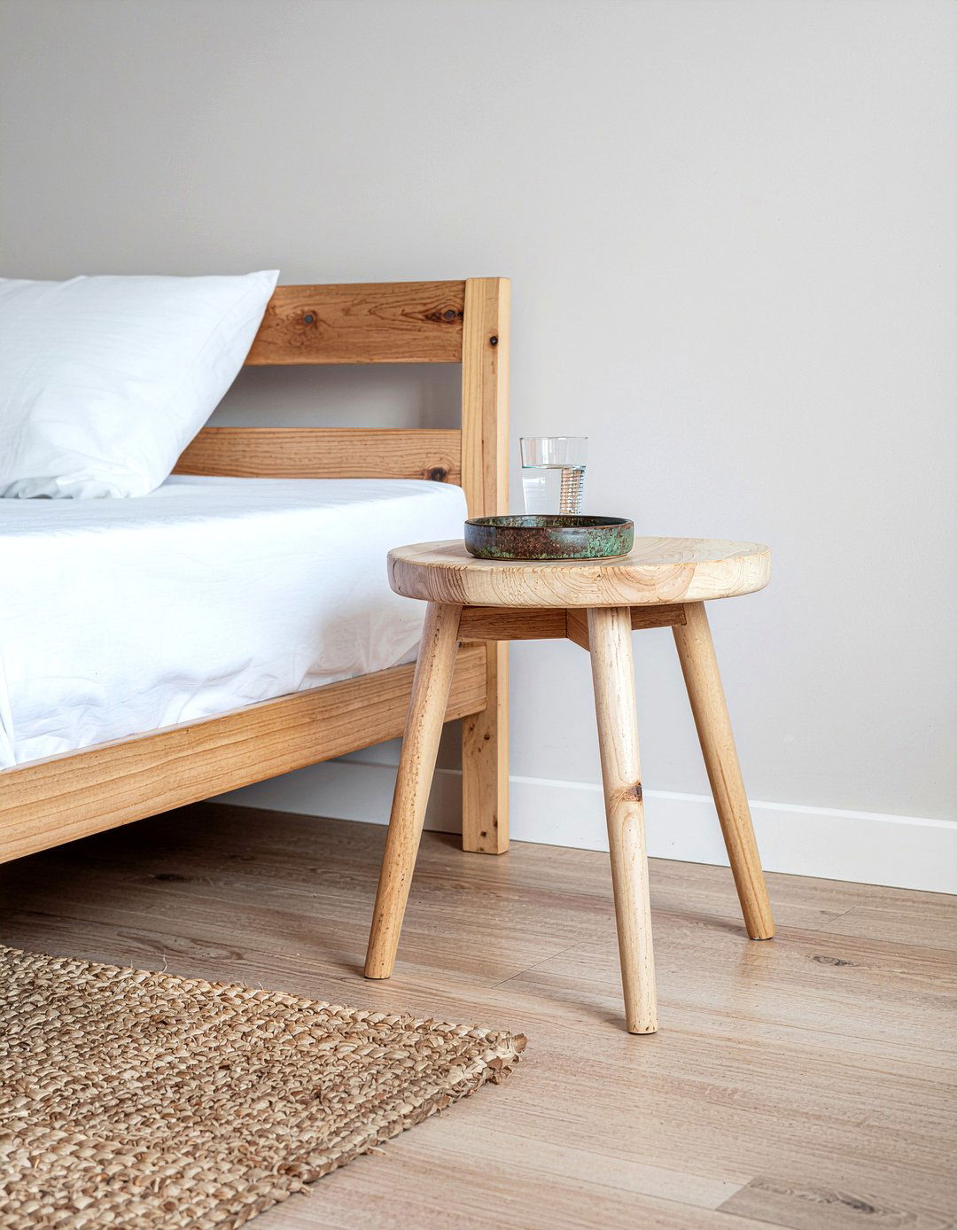 Wooden Stool - 30 bedroom nightstand alternatives