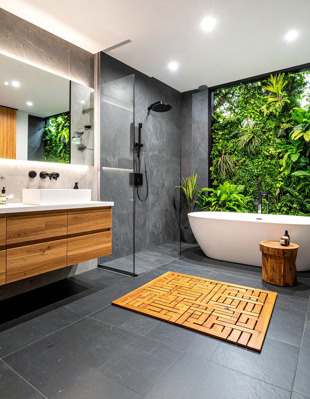 Wooden bath mat - 30 bathroom weekend project ideas