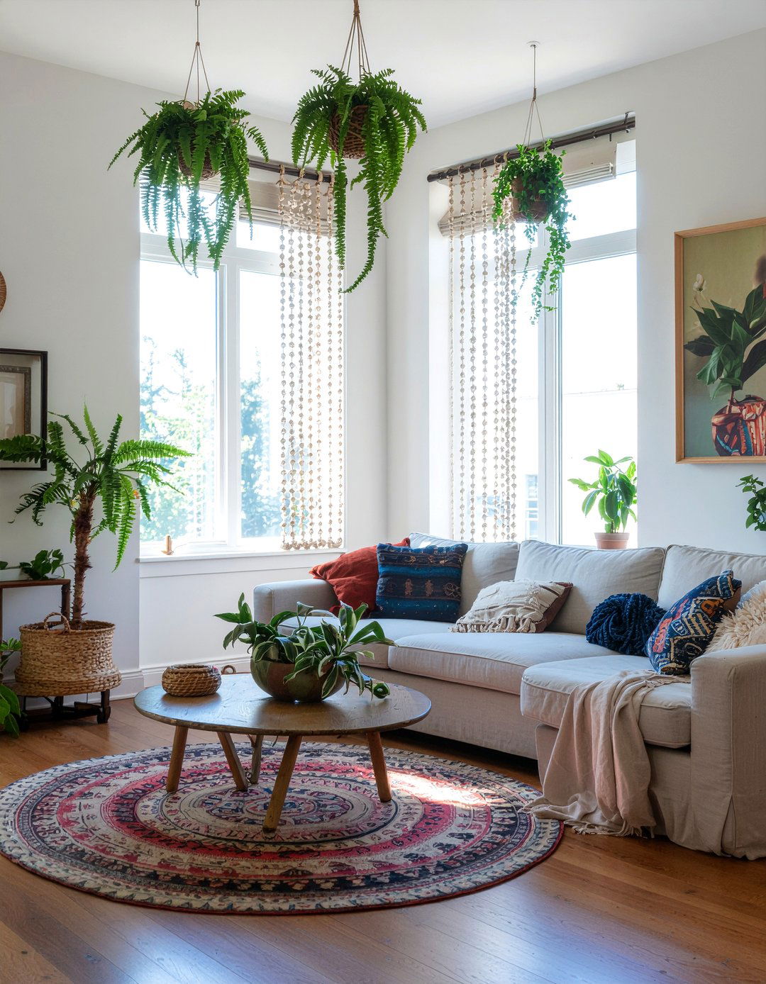 Wooden bead curtain screen - 30 living room screen ideas