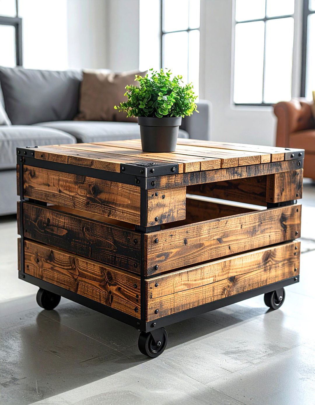 Wooden crate coffee table - 30 repurposed decor ideas