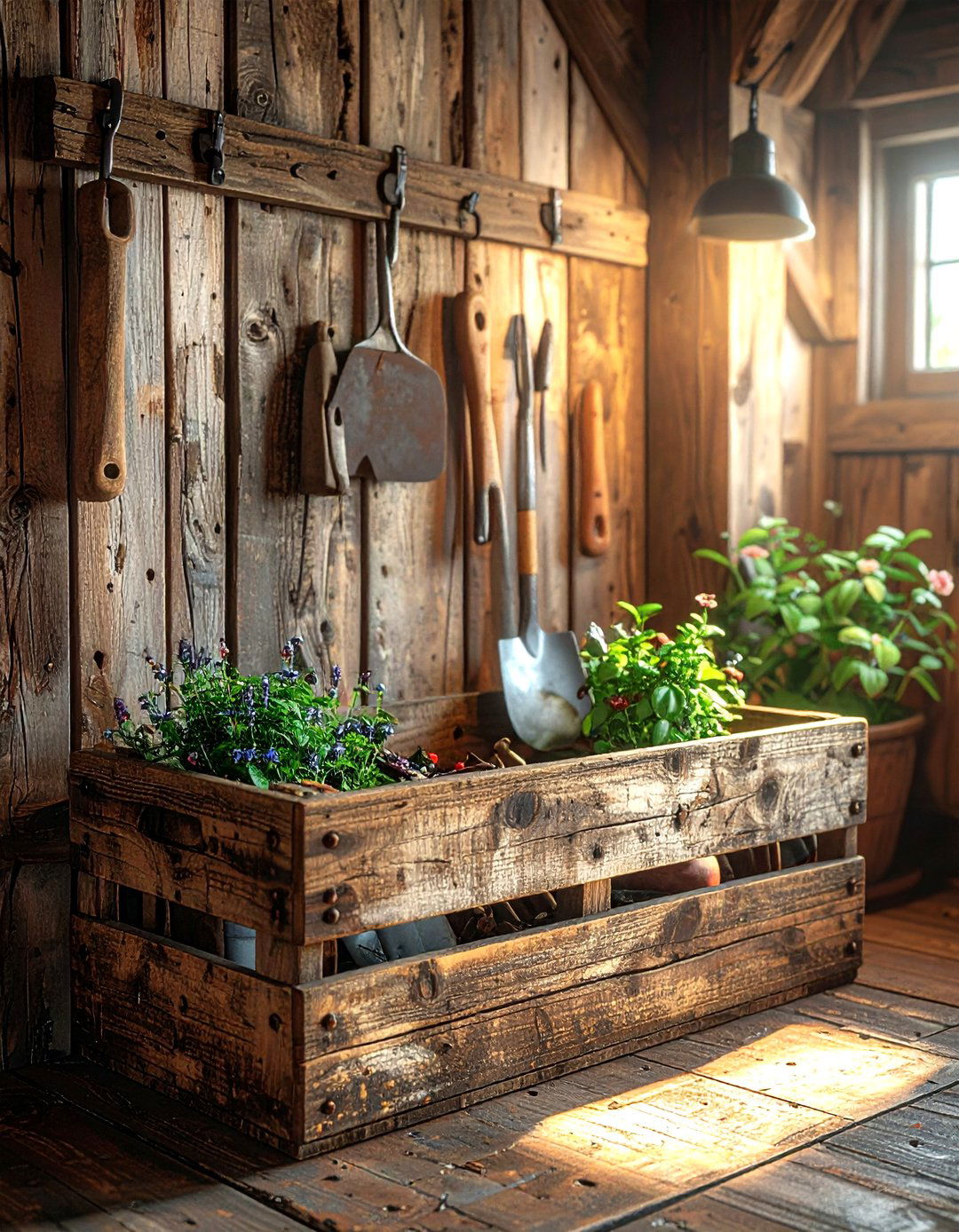 Wooden crate for rustic tools - 30 heirloom display ideas