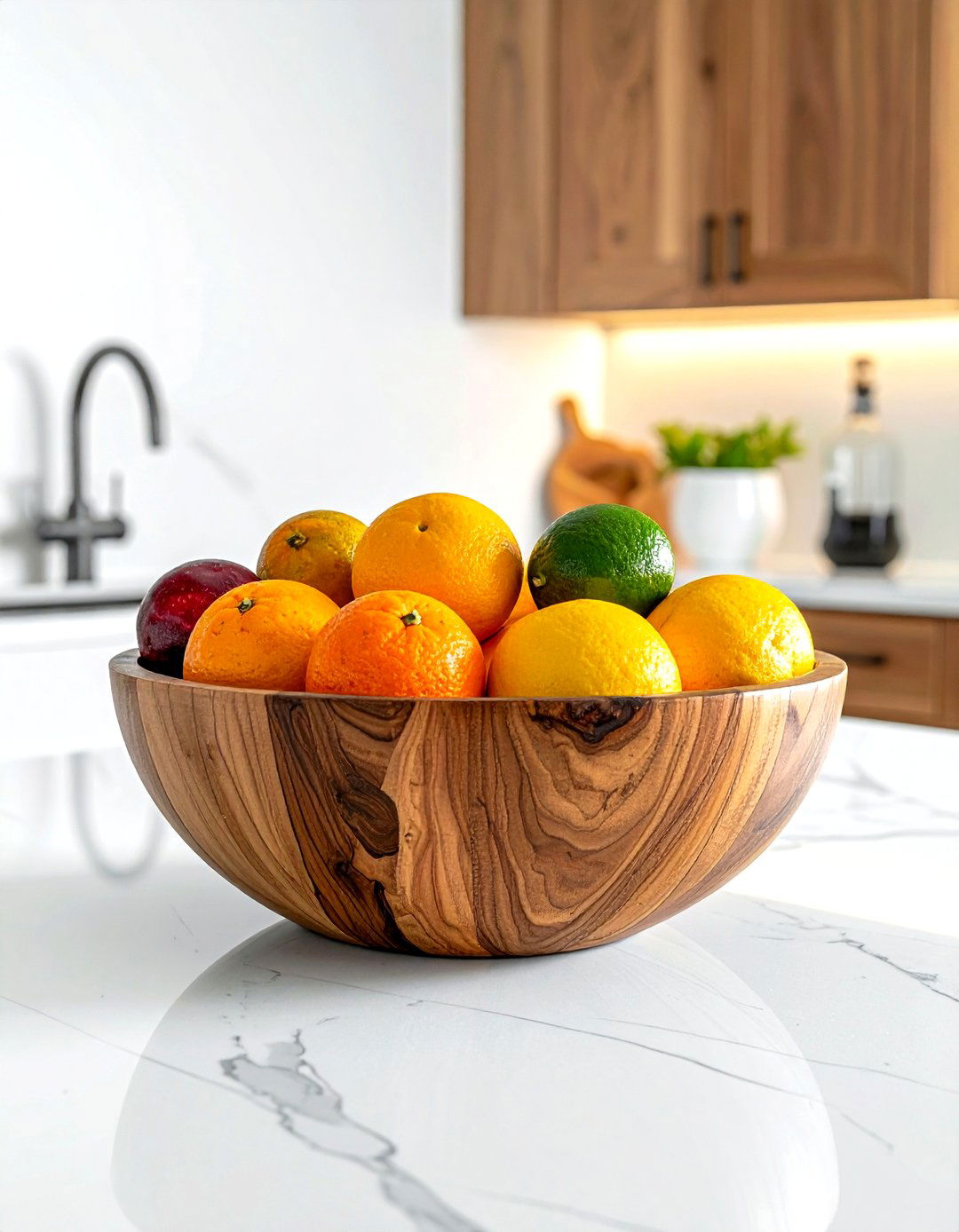 Wooden dough bowl - 30 kitchen fruit bowl ideas