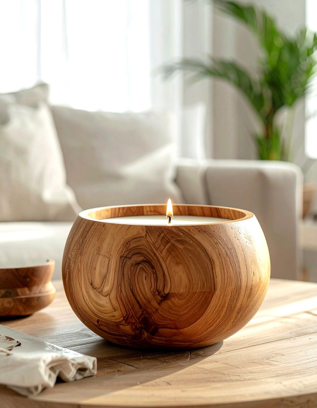 Wooden dough bowl candle - 30 dough bowl ideas