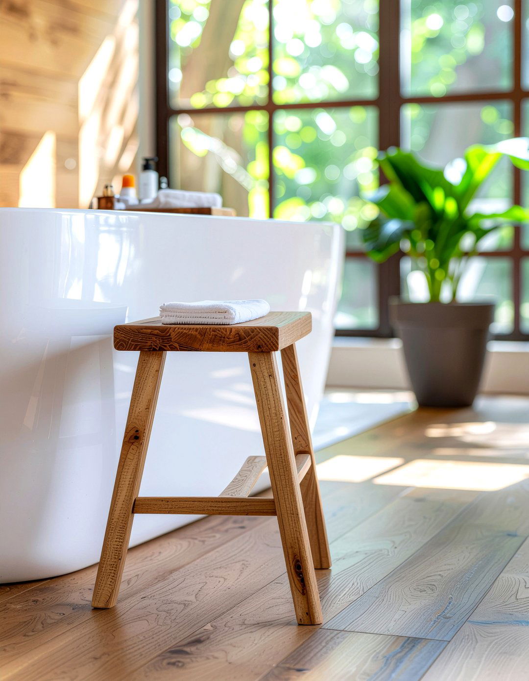 Wooden foot stool - 30 bathroom must-haves