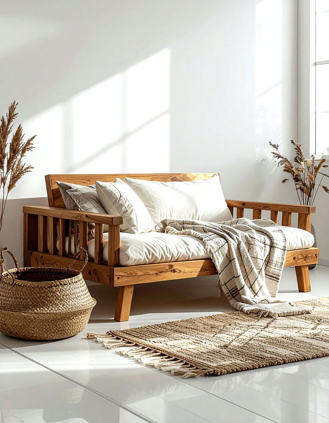 Wooden frame futon - 30 living room futon ideas