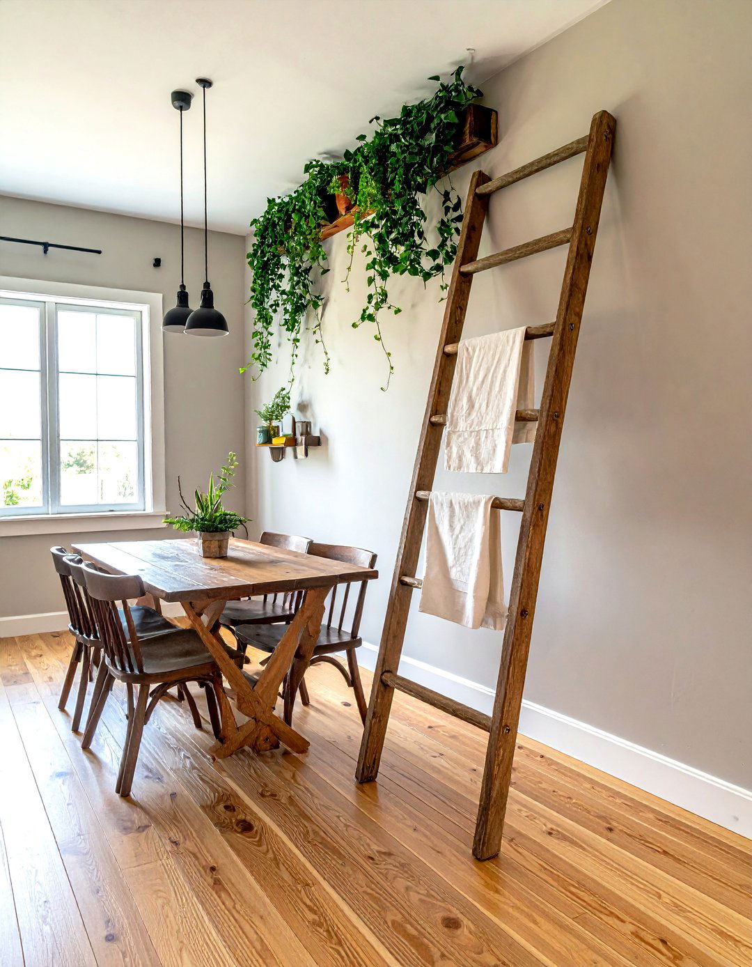 Wooden ladder decor - 30 upcycled dining room ideas