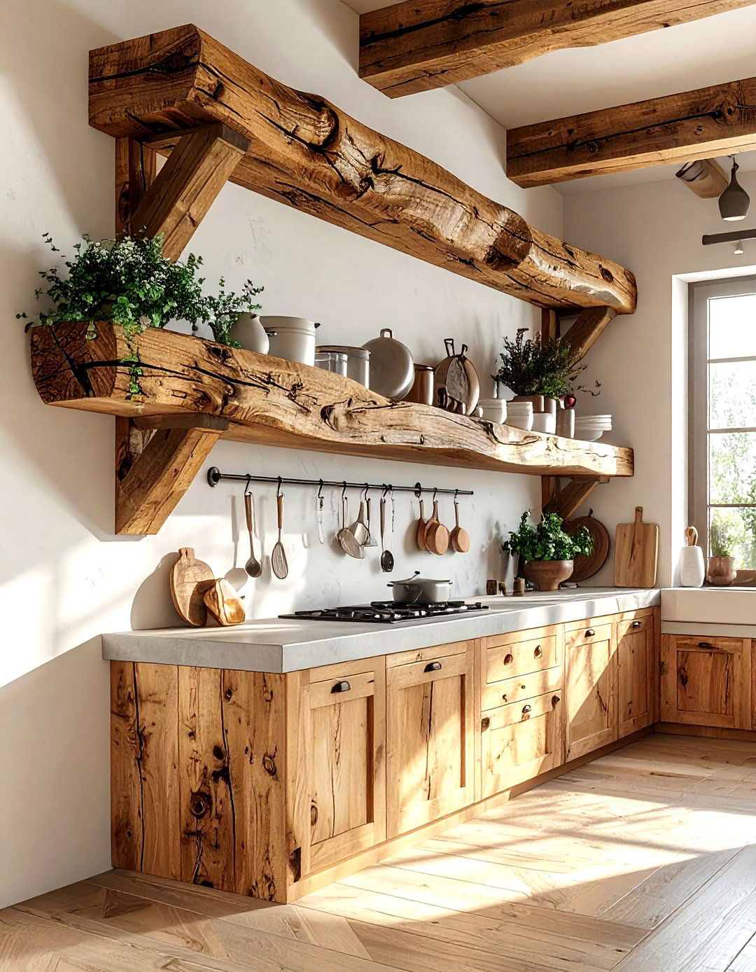 Wooden pot rack - 30 kitchen pot rack ideas