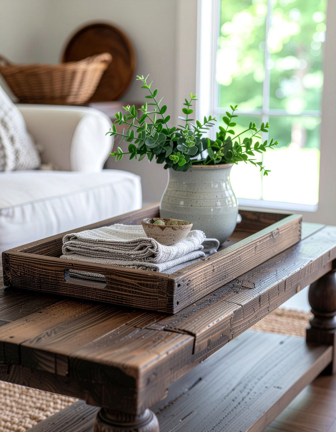 Wooden tray organization - 30 end table styling ideas