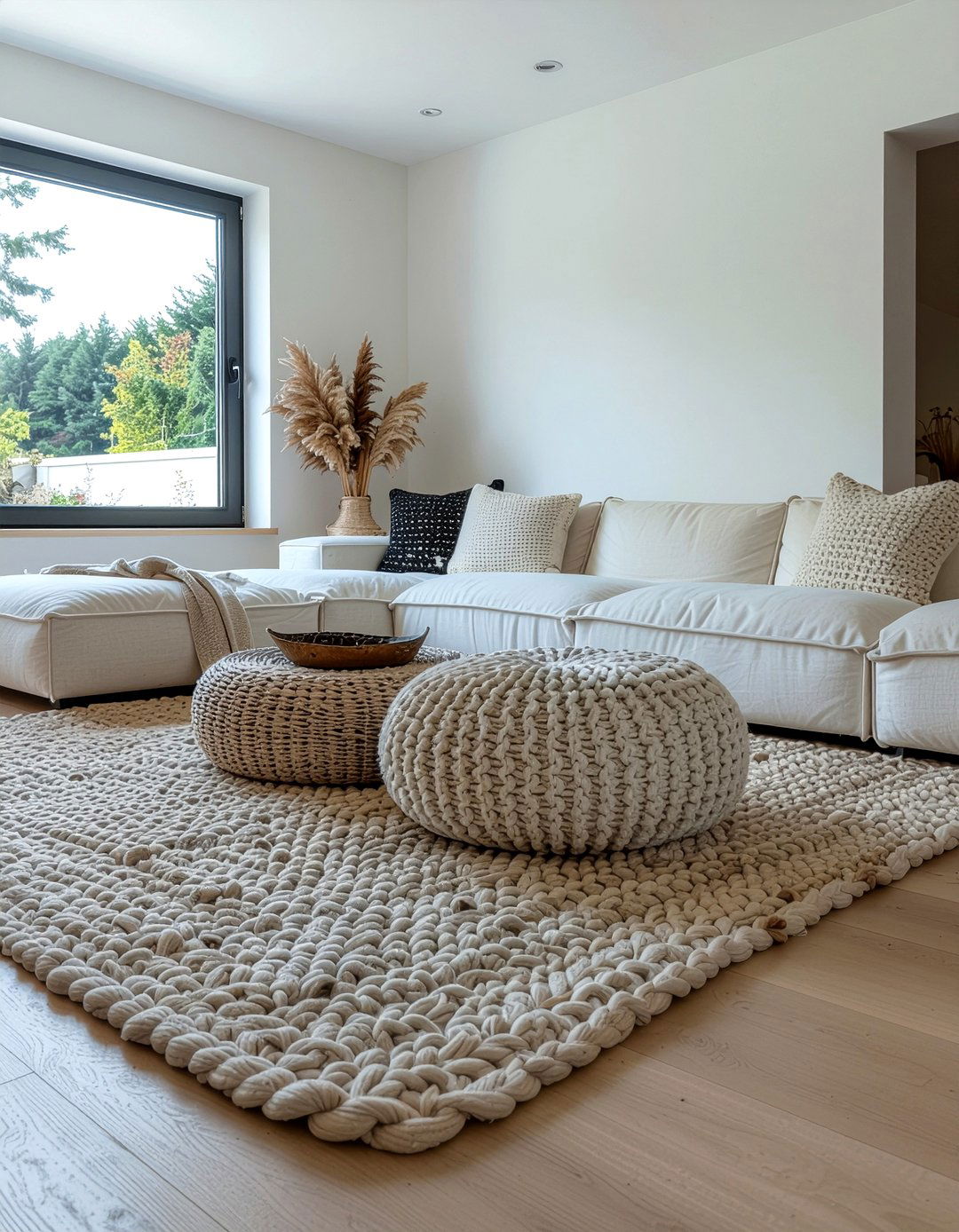 Wool Floor Cushion Living Room - 30 cozy texture living room ideas