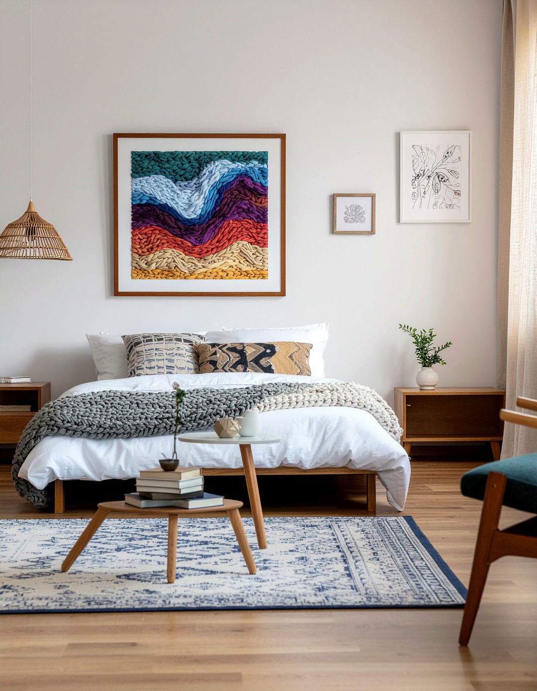Wool Framed Textile Art - 30 wool bedroom ideas