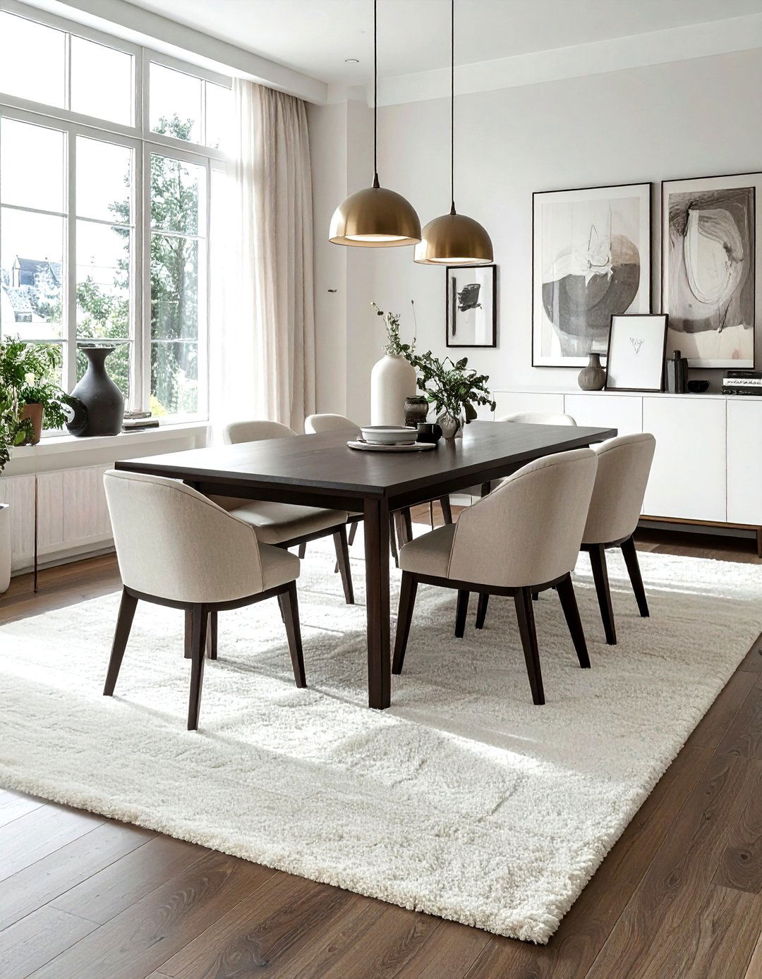 Wool Rug Dining - 30 natural dining room ideas