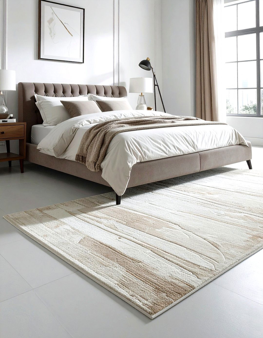 Wool area rug - 30 soft texture bedroom ideas
