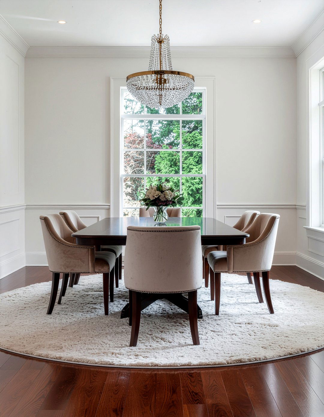 Wool round rug dining room - 30 round rug dining room ideas
