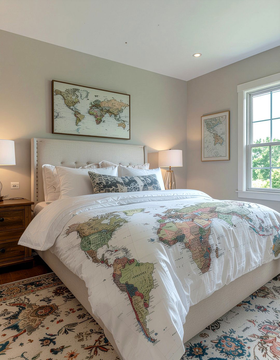 World Map Bedding Set - 30 world map bedroom ideas