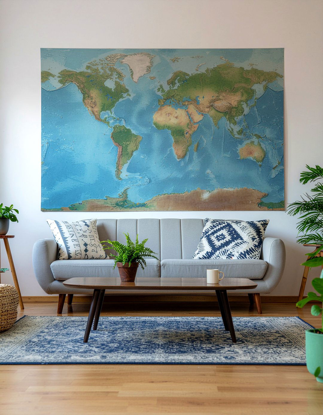 World Map Tapestry - 30 world map living room ideas