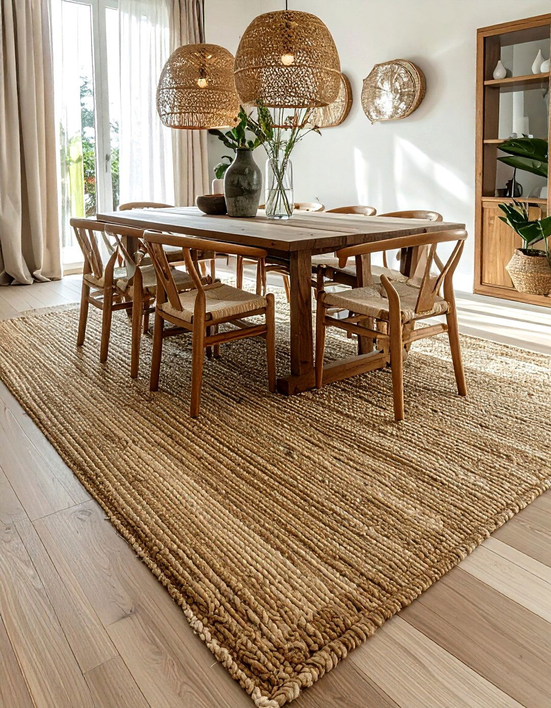 Woven Area Rug - 30 forest green dining room ideas