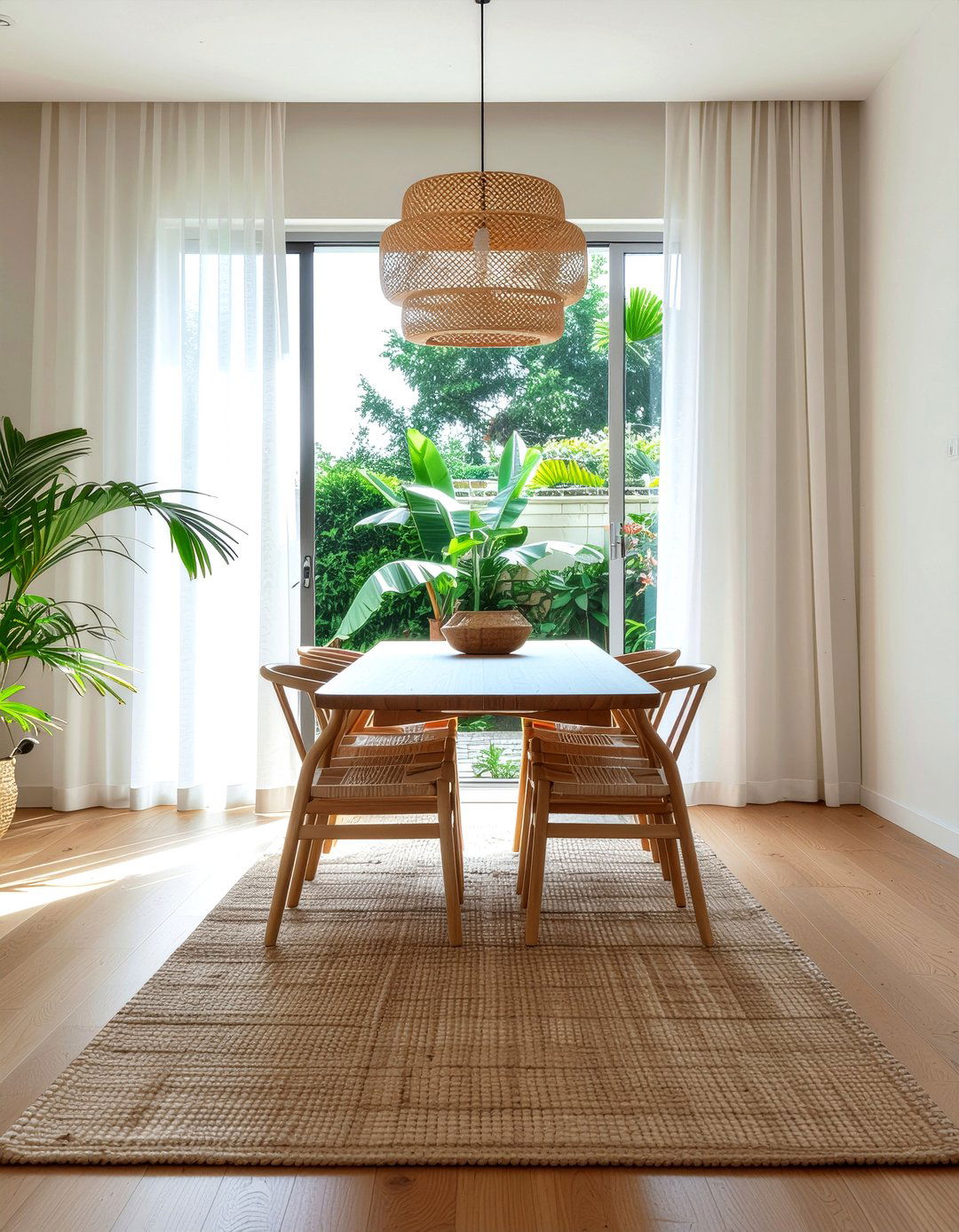 Woven Bamboo Shade - 30 dining room pendant ideas