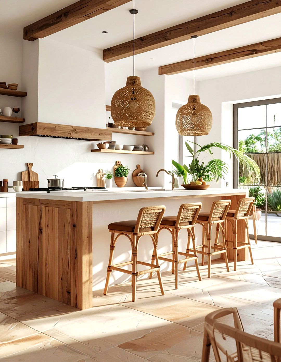 Woven Bar Stools - 30 Southwestern kitchen ideas