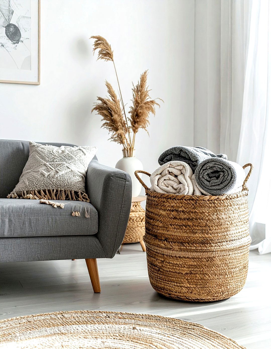Woven Basket Blanket Storage - 30 blanket styling ideas