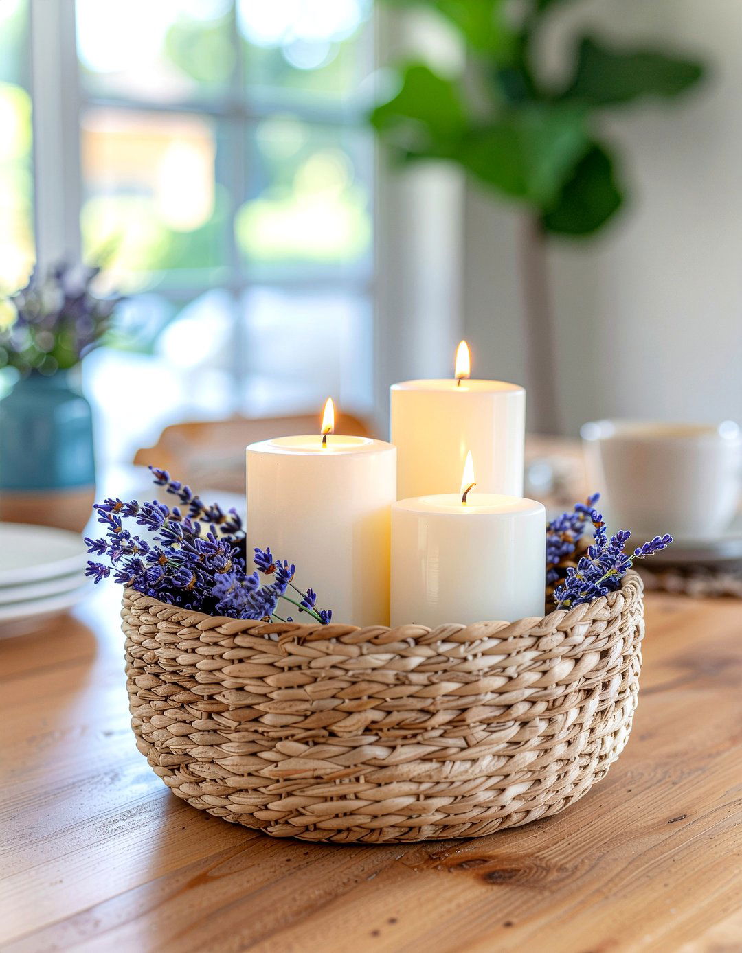 Woven Basket Candle - 30 candle centerpiece dining ideas