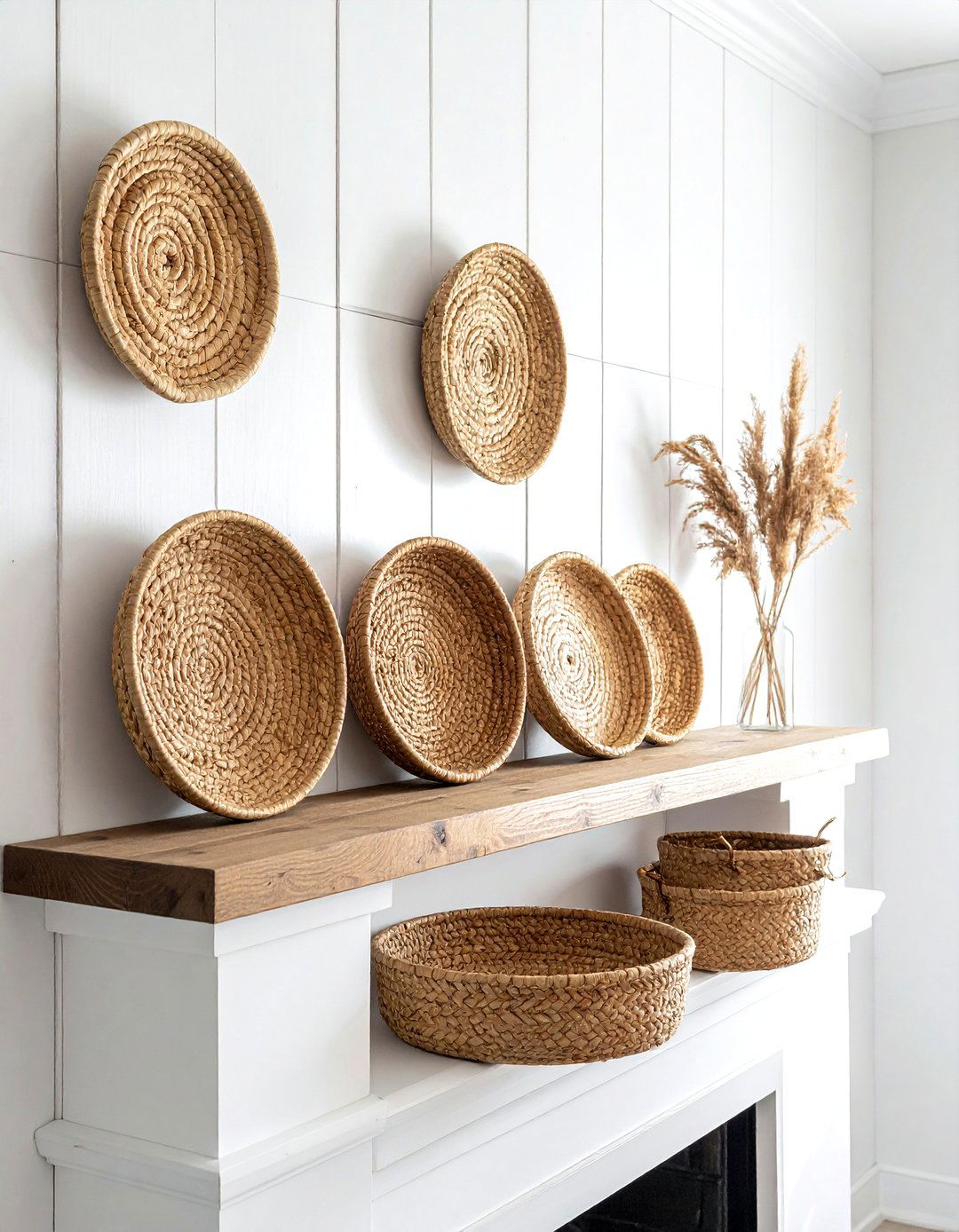 Woven Basket Decor - 30 mantel decor ideas
