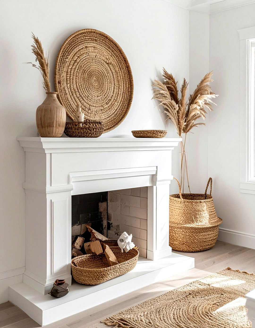 Woven Basket Decor - 30 minimalist mantel ideas
