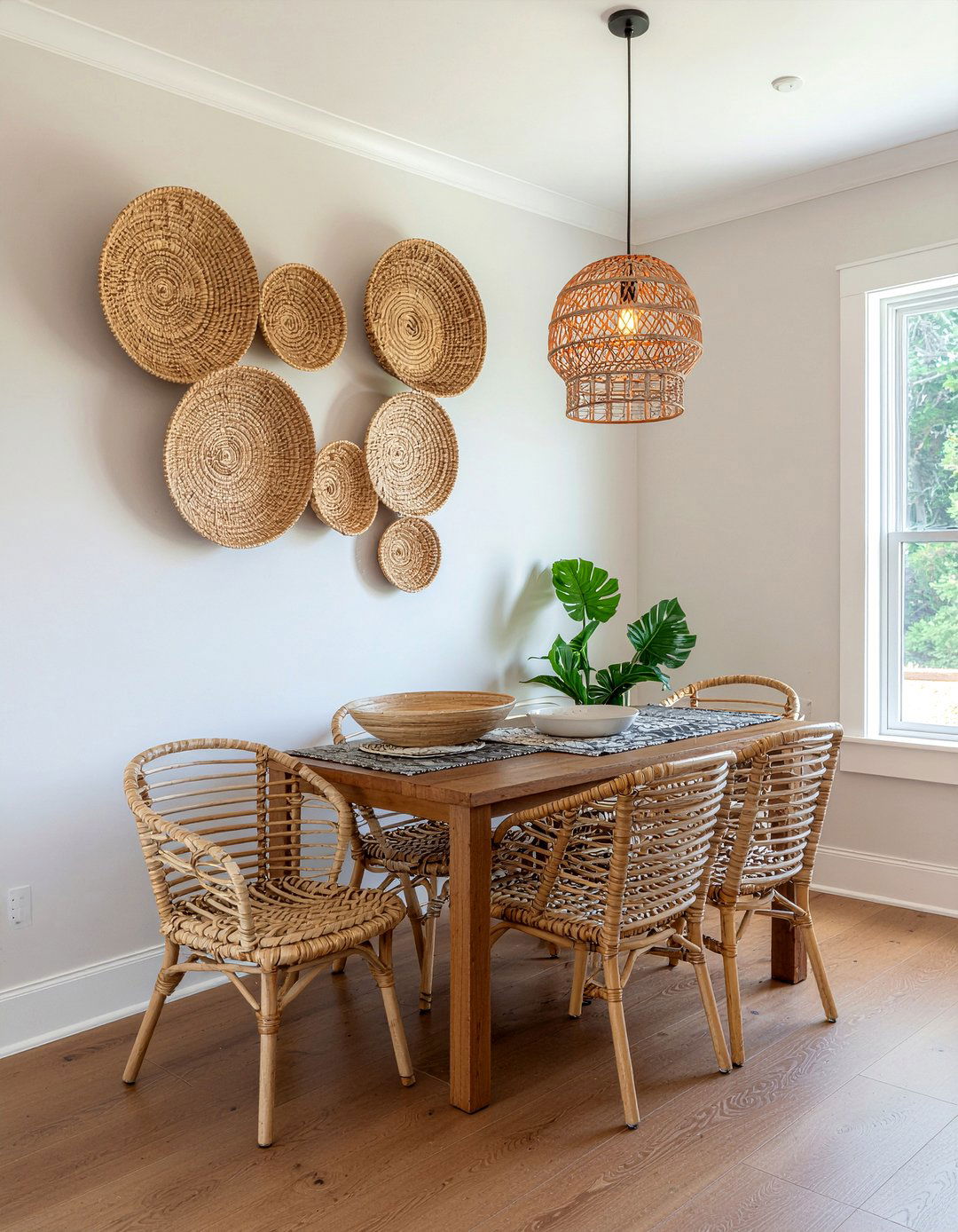 Woven Basket Decor - 30 rustic farmhouse dining room ideas
