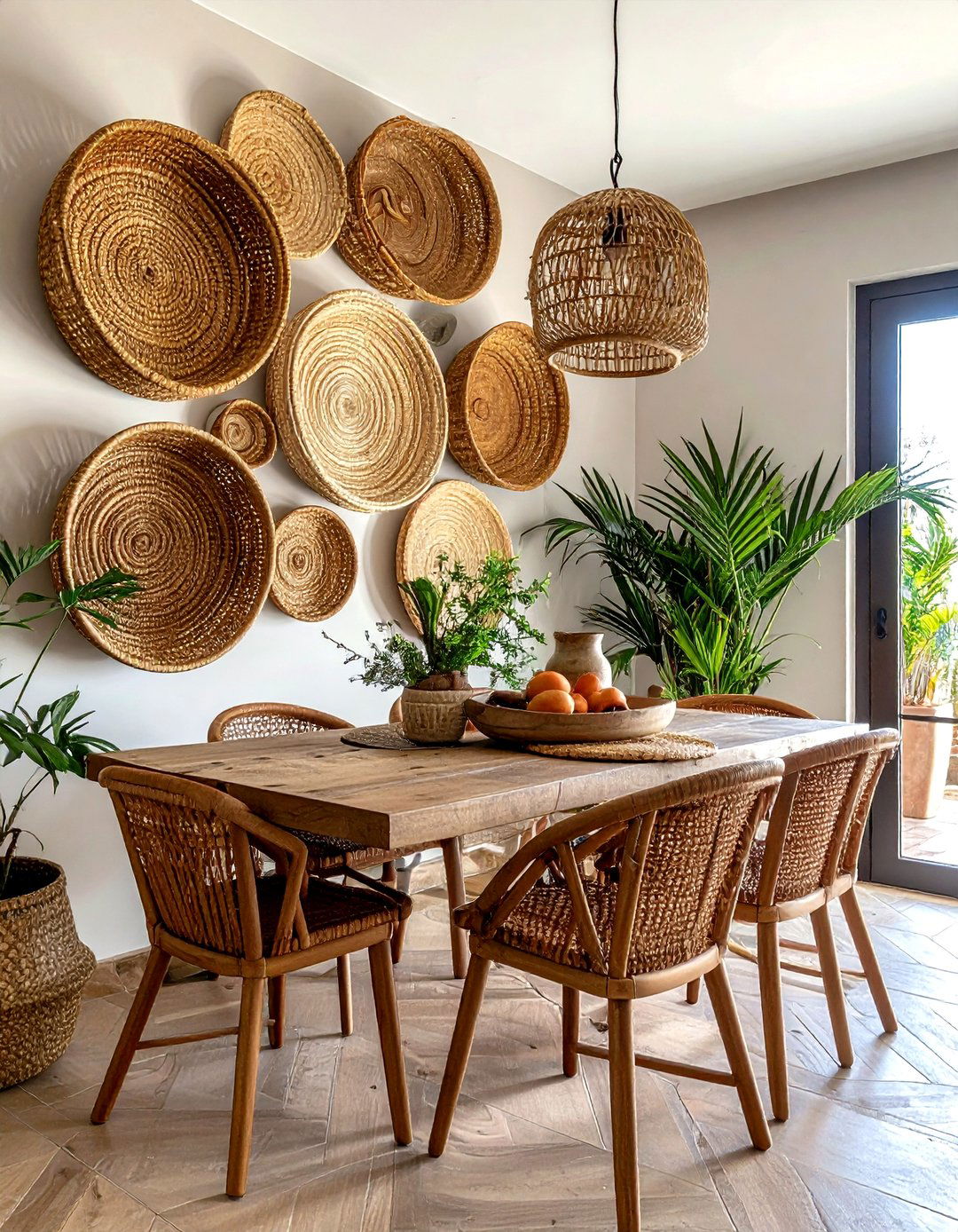 Woven Basket Decor - 30 Tuscan dining room ideas