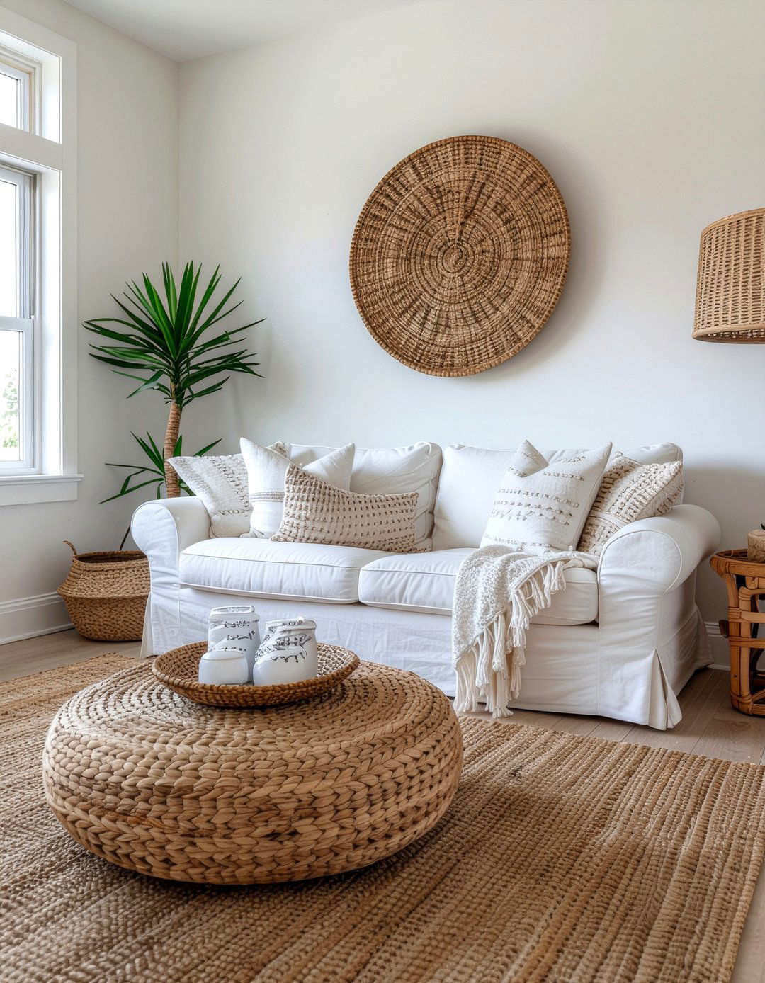 Woven Basket Decor - 30 Greek living room ideas