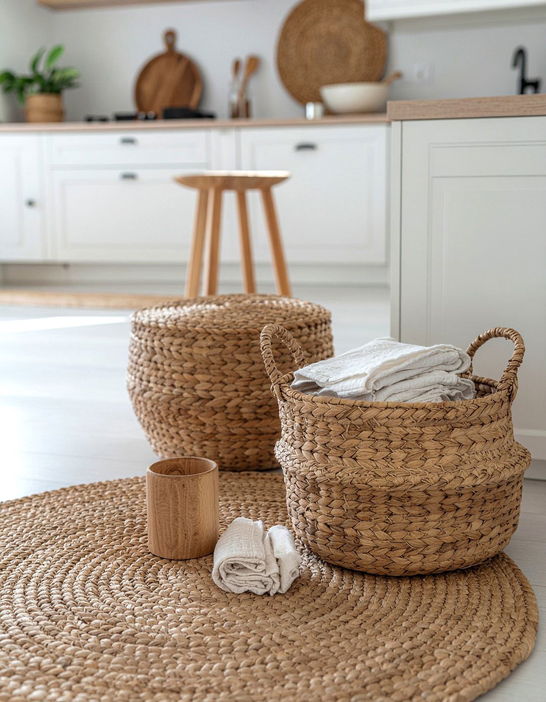 Woven Basket Kitchen Storage - 30 kitchen shelf decor ideas
