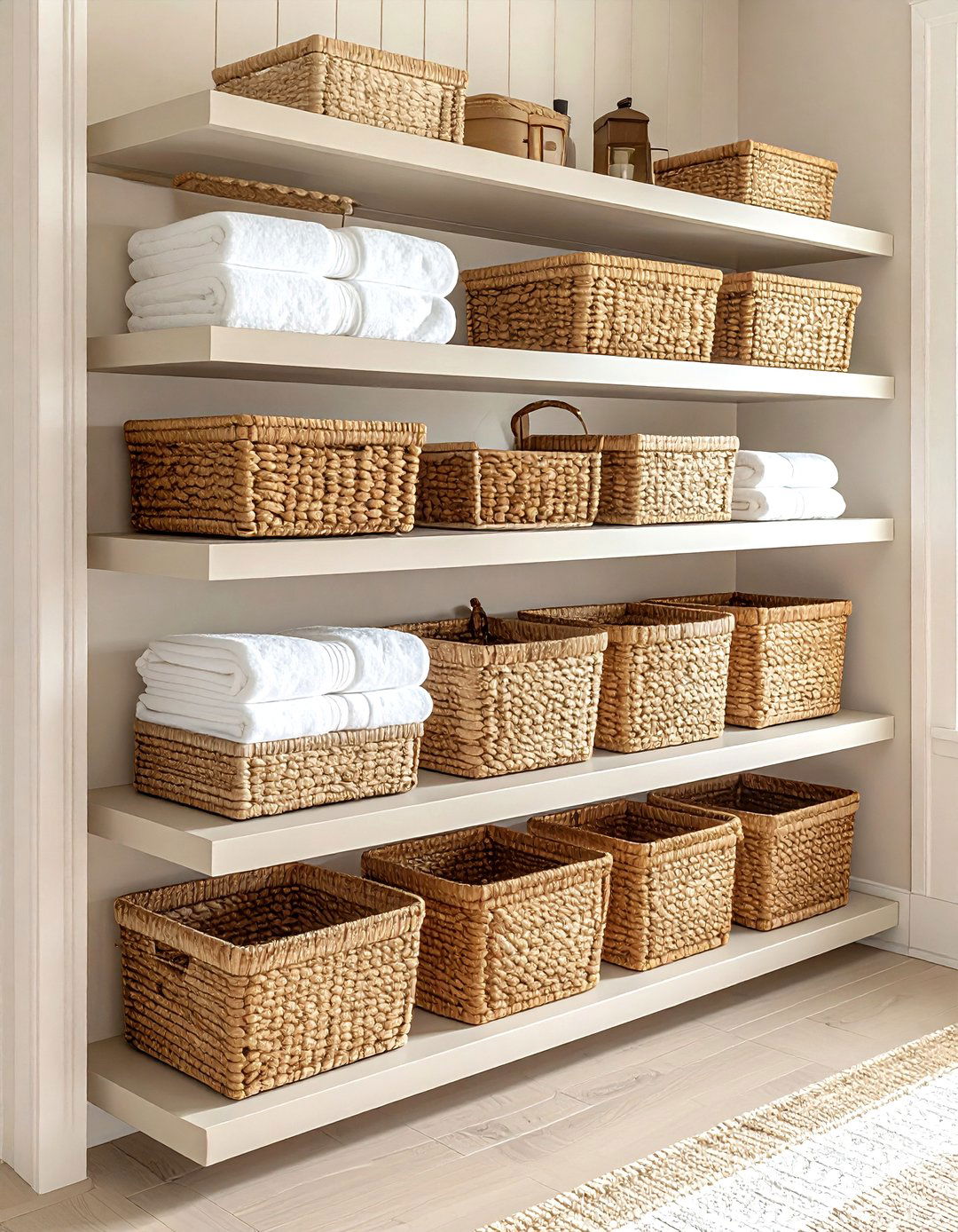Woven Basket Organization System - 30 laundry room storage ideas
