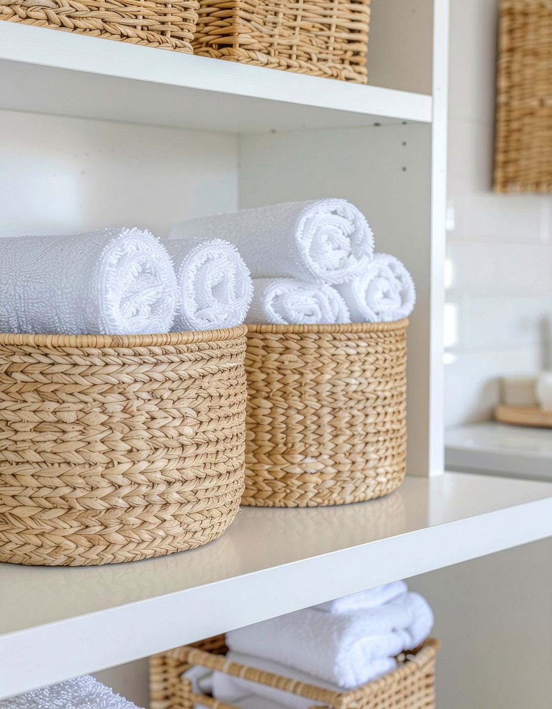 Woven Basket Set - 30 bathroom cabinet organizer ideas