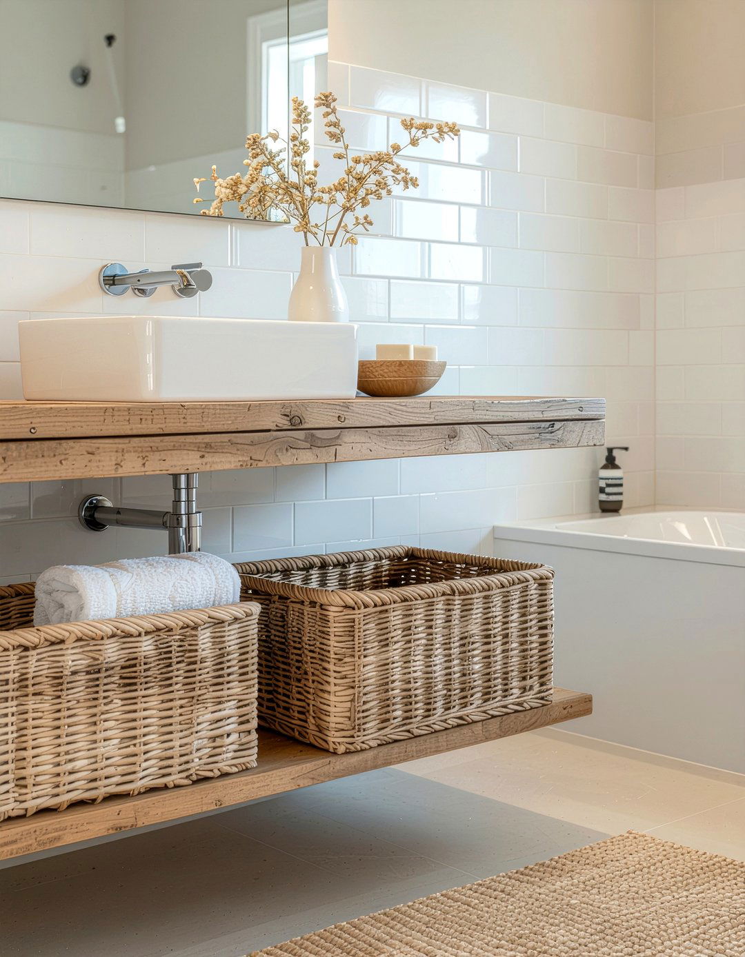 Woven Basket Storage - 30 bathroom finishing touch ideas