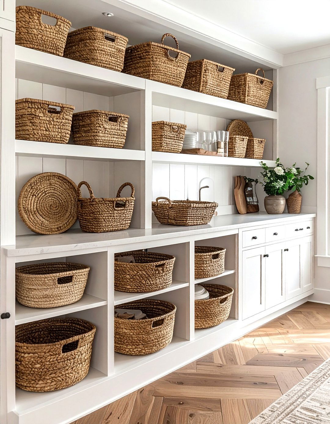 Woven Basket Storage - 30 farmhouse kitchen ideas