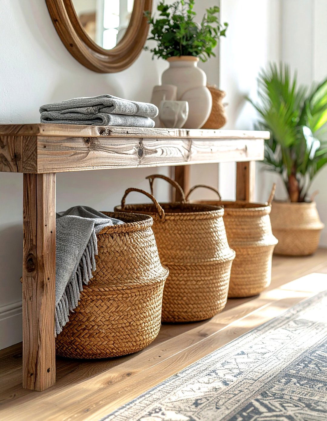 Woven Basket Storage - 30 small entryway ideas
